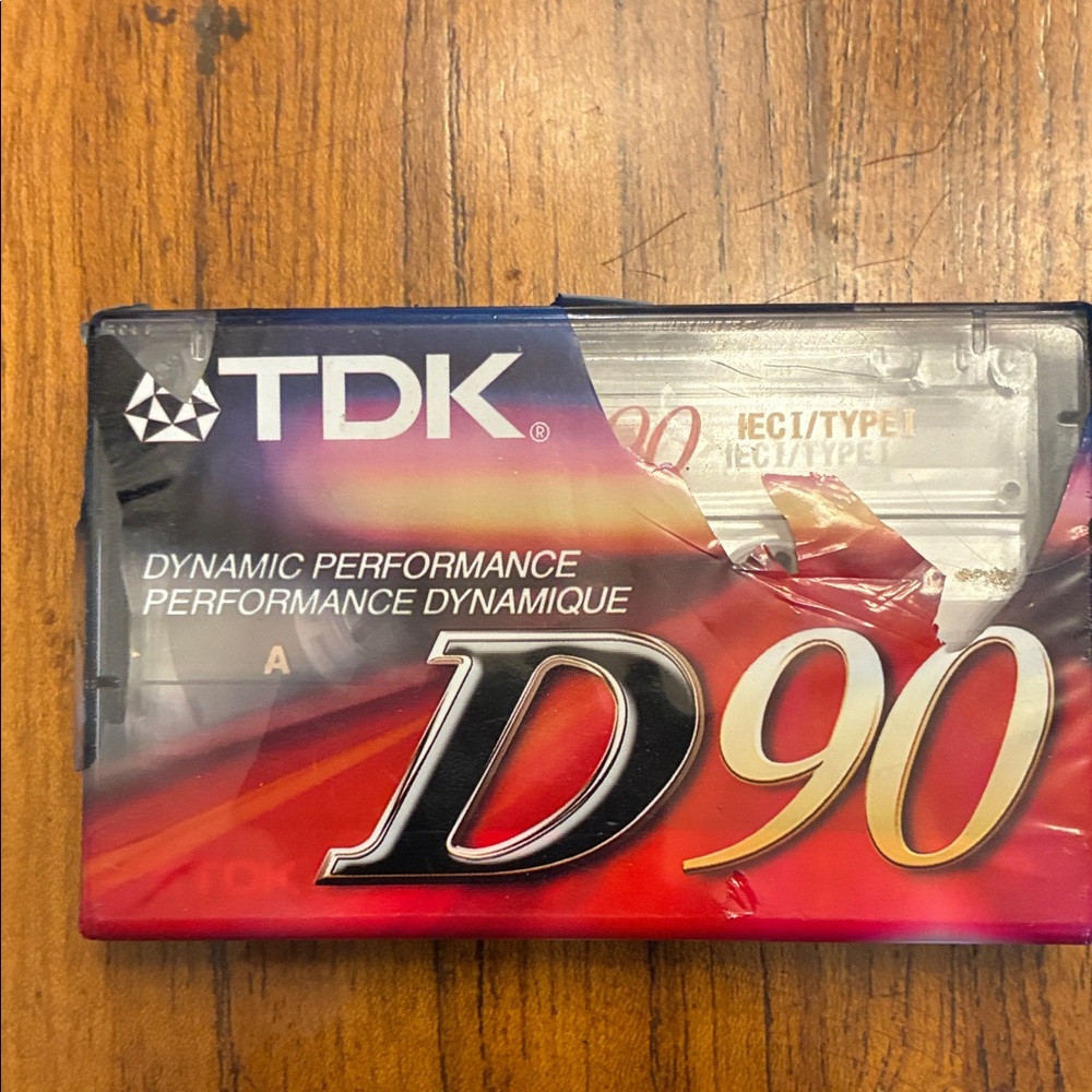 TDK D90 Audio Cassette Tape - Red/Black/Gold Artwork